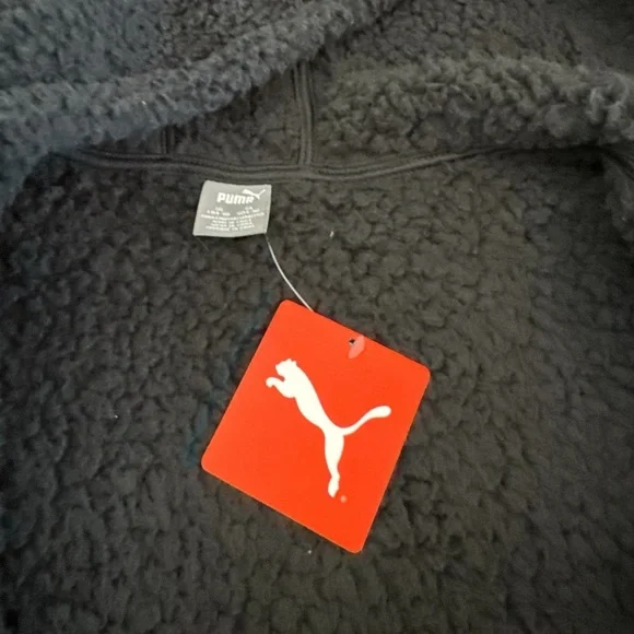 Puma Kids Vibe Check Faux Shearling Zip Hoodie Large NWT - Picture 10 of 12